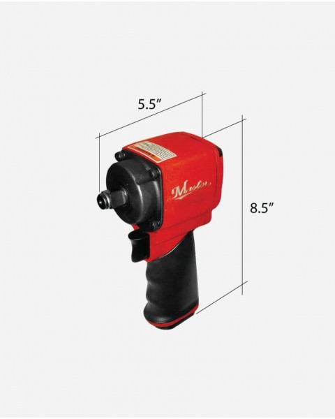 Master Palm Mini Light Weight Impact Wrench, 1/2" Square Drive, Max. 550 ft-lb