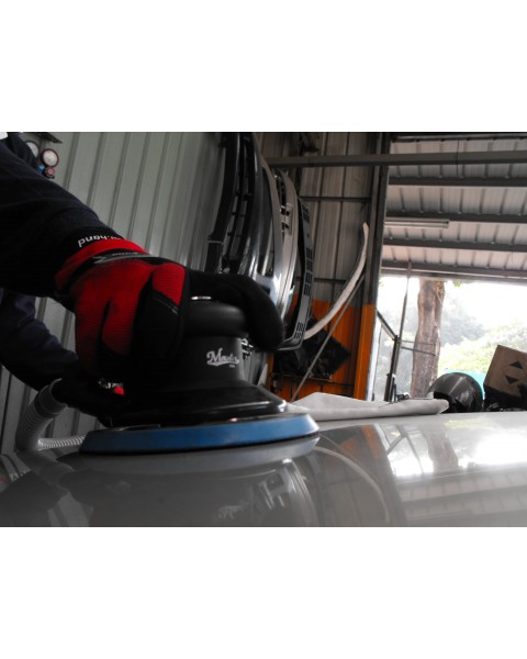 Master Palm 6"  Heavy Duty Dual Action Orbital Palm Pneumatic Air Sander With Self Dust Collect Sack, 1.2hp, 11000 Rpm