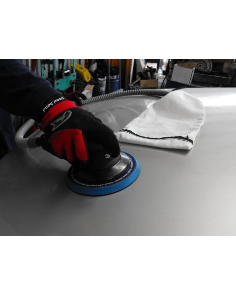 Master Palm 6"  Heavy Duty Dual Action Orbital Palm Pneumatic Air Sander With Self Dust Collect Sack, 1.2hp, 11000 Rpm