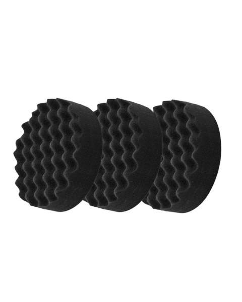 Master Palm Hook and Loop Soft Black Waffle Foam Pad Buffer Sponge - Set of 3 Pieces - Pneumatic Air Polisher Accessory, 2 inch