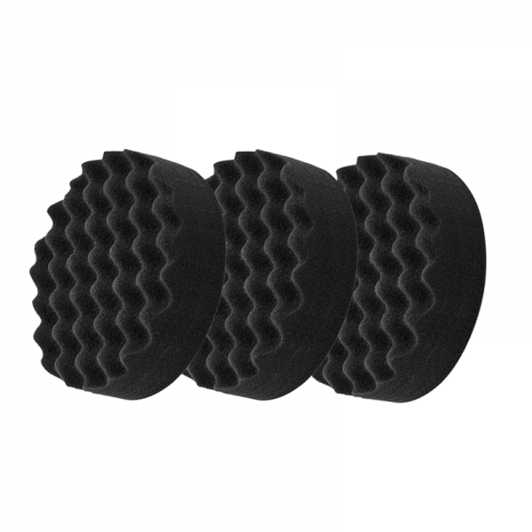 Master Palm Hook and Loop Soft Black Waffle Foam Pad Buffer Sponge - Set of 3 Pieces - Pneumatic Air Polisher Accessory, 2 inch