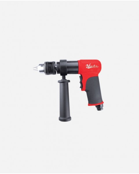 Master Palm Industrial 1/2-inch Reversible Pneumatic Air Drill with Feather Trigger, Side Handle and Keyed Jacobs Chuck, 350RPM - 28550