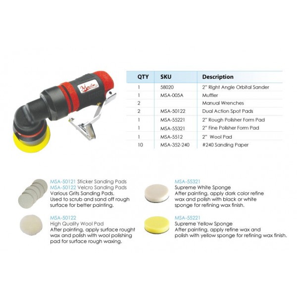 Master Palm 2 inch Right Angle Orbital Sander Set, MSA-K083