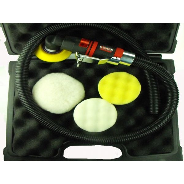 Master Palm 3"  Pad Low Profile Right Angle Mini Pneumatic Air Polisher Set, 4000 Rpm