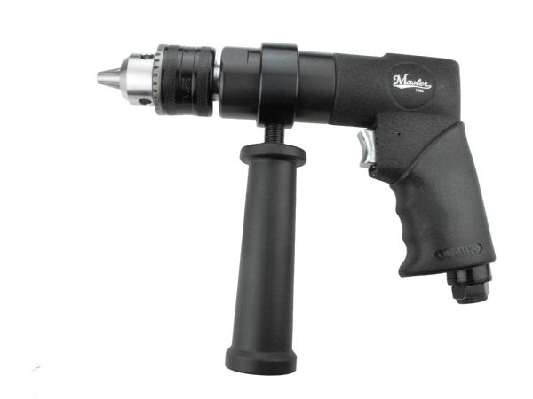 Heavy Duty 1/2' Keyed Pistol Grip Air Drill, 500 Rpm, Side Handle