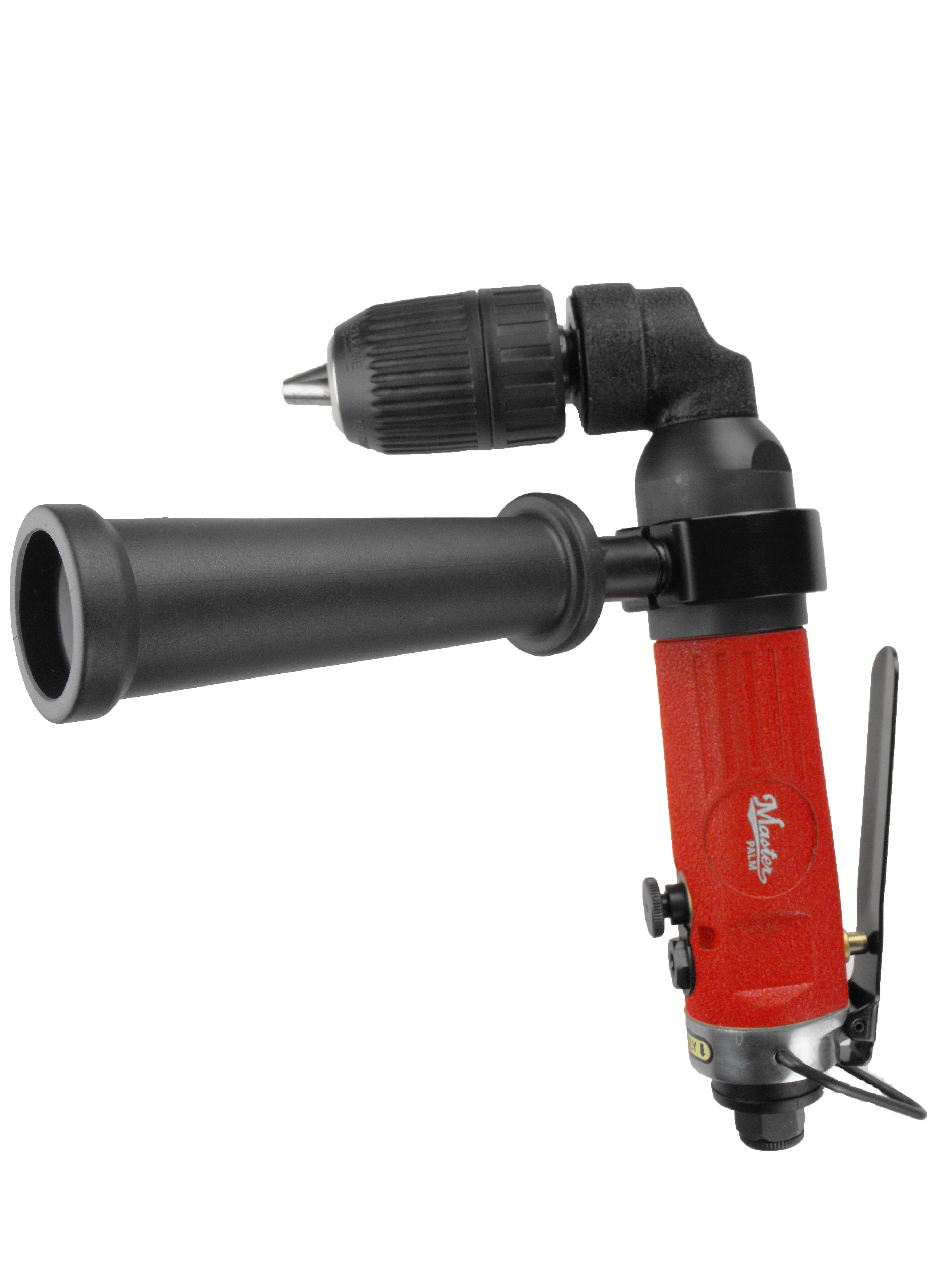 Industrial 1/2'  Right Angle Air Drill, Keyless Jacobs Chuck With Side Handle, Low Profile 90 Degree Angle, 500 Rpm